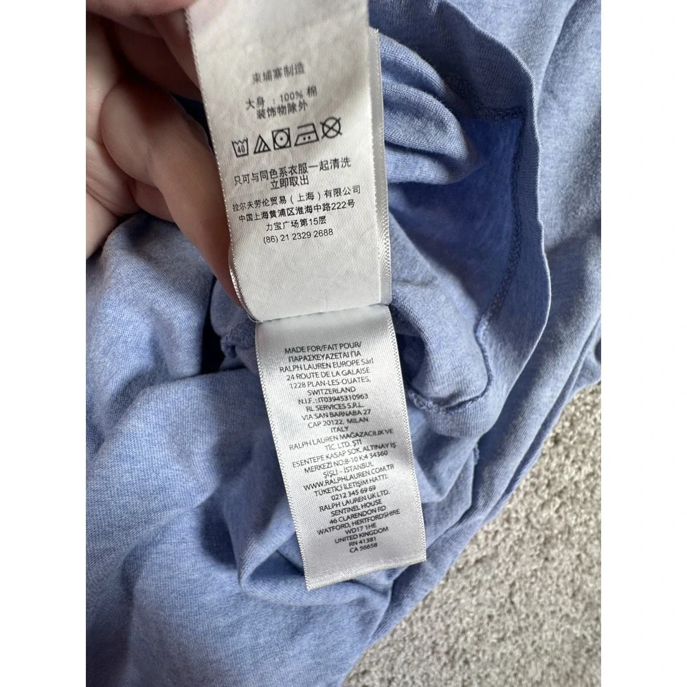 Ralph Lauren Standard Fit Jersey Crew Neck T Shirt L Blue Logo Casual‎ Cotton